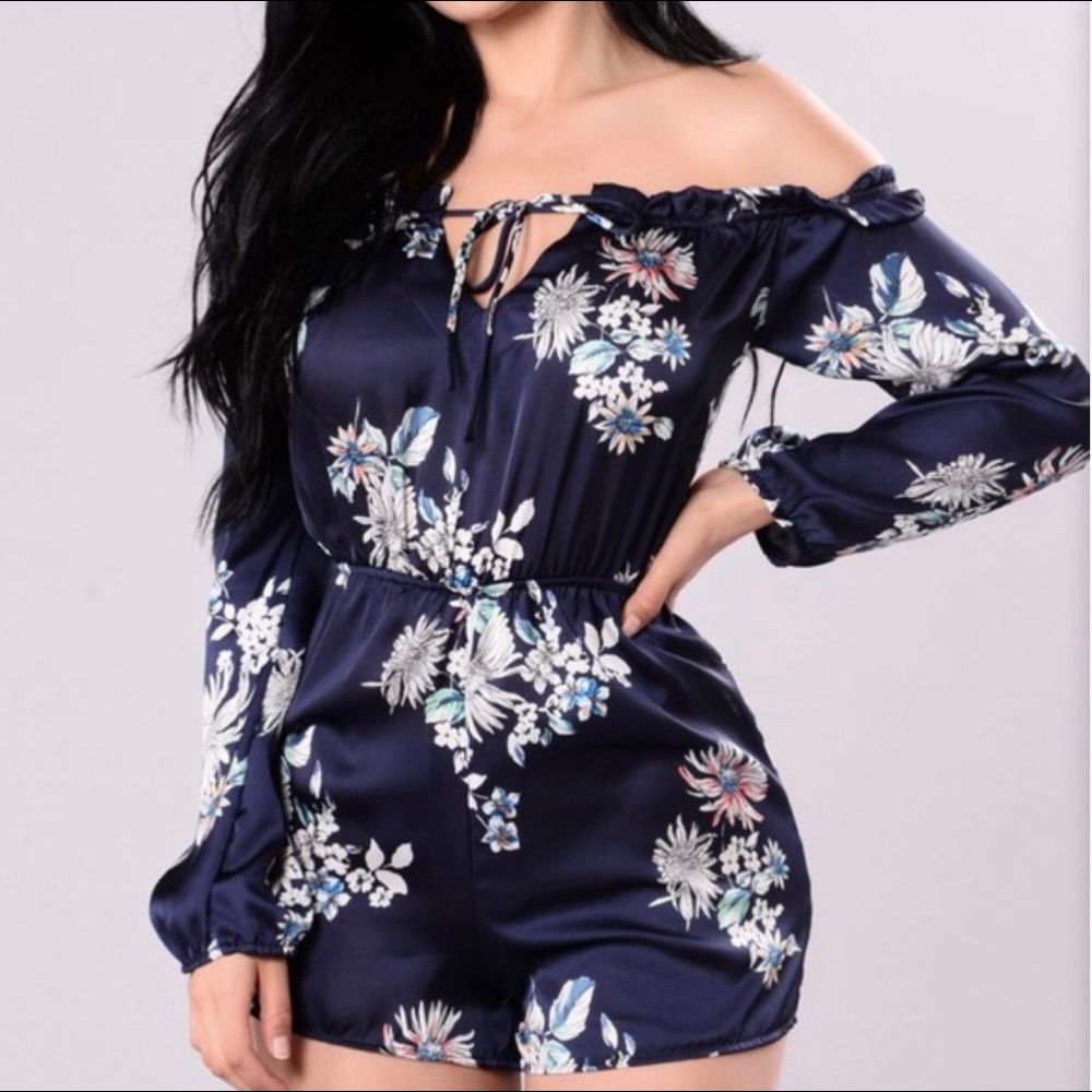 Navy Blue Open Shoulder Romper NEVER WORN